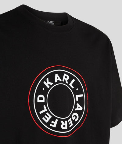 Karl Lagerfeld Circle Logo Black T-Shirt: Organic Cotton, Relaxed Fit, Iconic Style