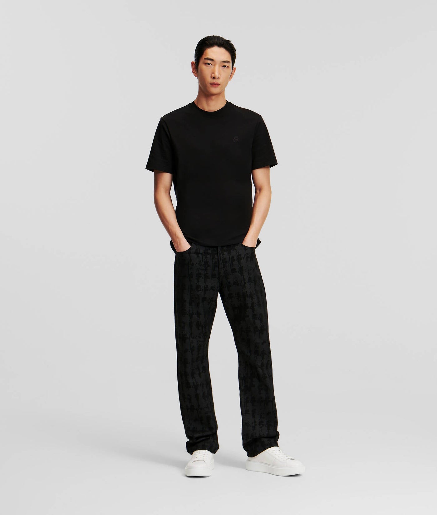 Karl Lagerfeld Kameo Logo T-Shirt: Organic Cotton, Black, Iconic Style, Regular Fit