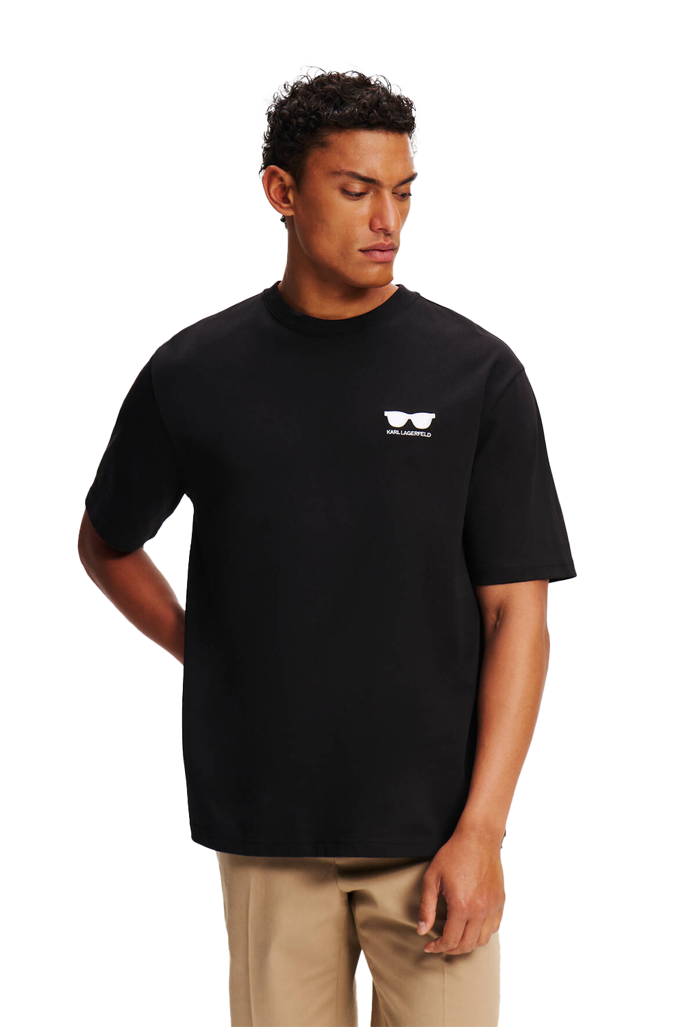 Karl Lagerfeld Black Organic Cotton Sunglasses T-Shirt for Men