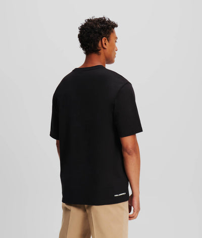 Karl Lagerfeld Black Organic Cotton Sunglasses Embroidery T-Shirt for Men