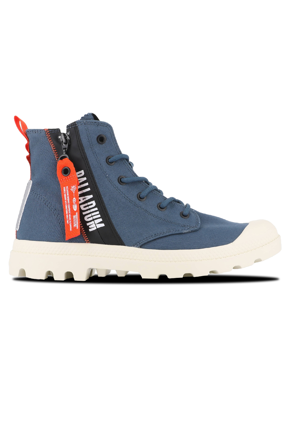 Pampa Hi Outzip Overlab Boot: Bold Blue Canvas, Durable Rubber, Unique Style