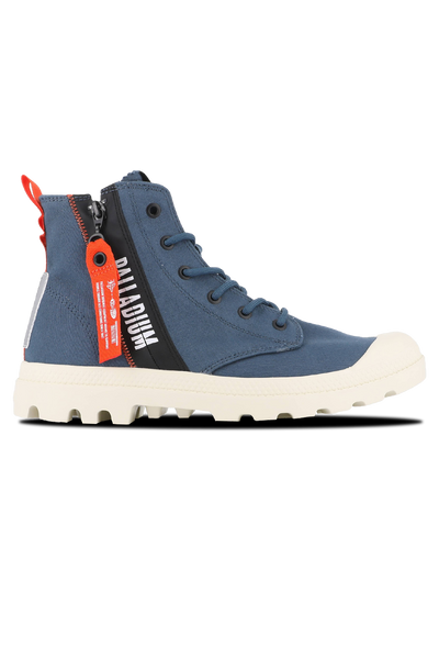 Pampa Hi Outzip Overlab Boot: Bold Blue Canvas, Durable Rubber, Unique Style