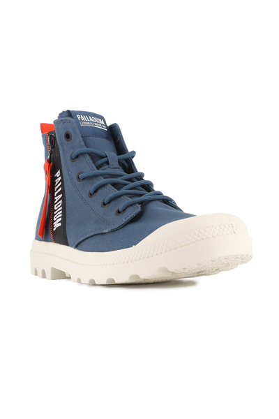 Pampa Hi Outzip Overlab Boot: Bold Blue Canvas, Durable Rubber, Unique Style