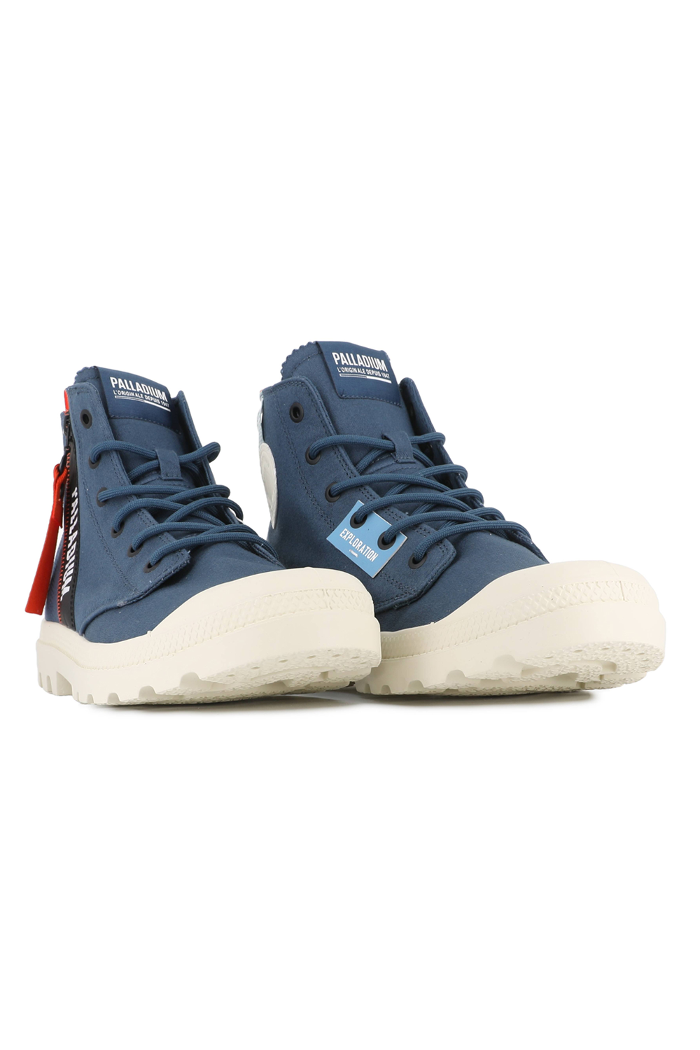 Pampa Hi Outzip Overlab Boot: Bold Blue Canvas, Durable Rubber, Unique Style