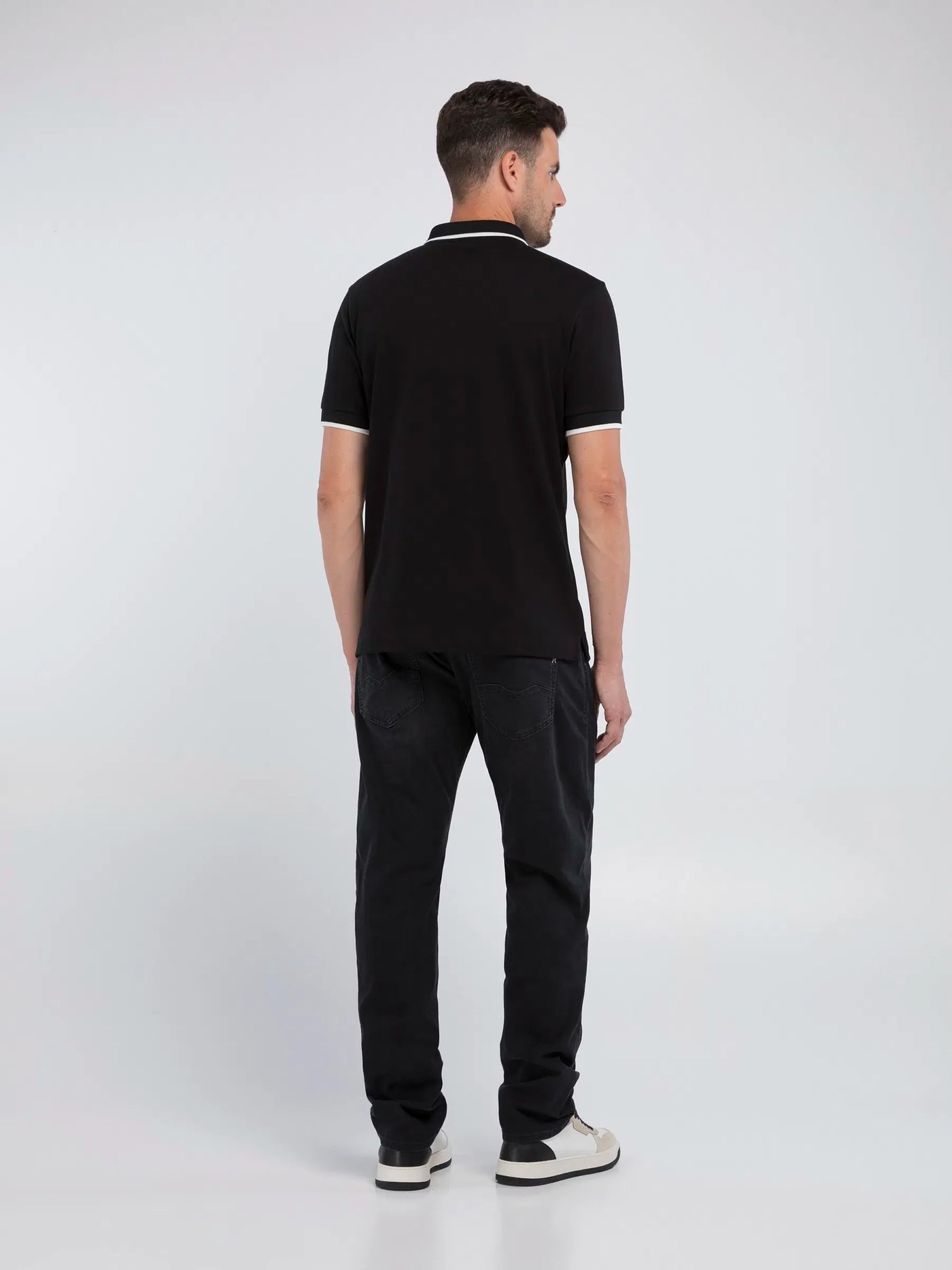 Replay Men's Black Custom Garage Golfer Polo Shirt for Motorcycle Enthusiasts