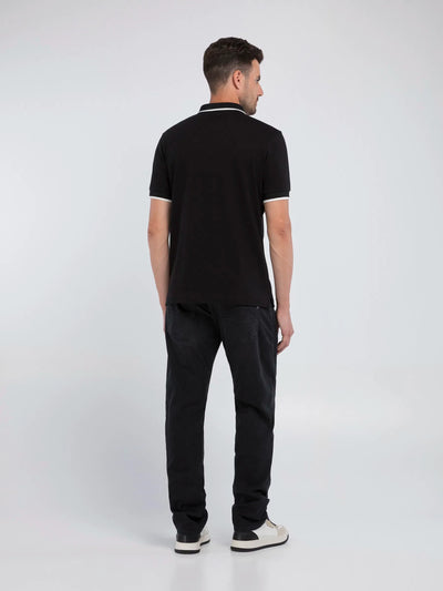 Replay Men's Black Custom Garage Golfer Polo Shirt for Motorcycle Enthusiasts