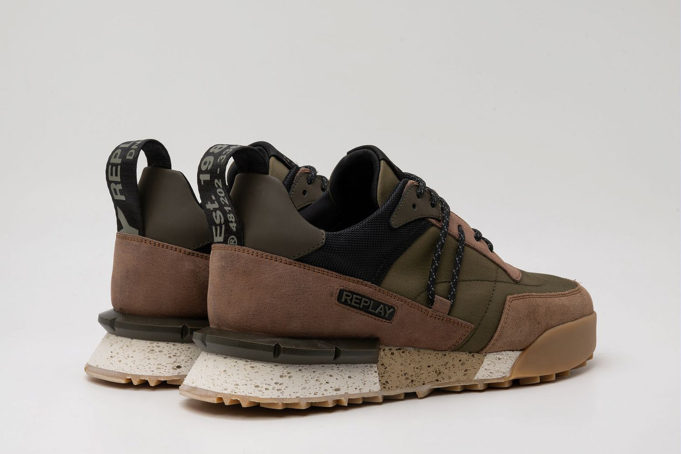 Replay Field Jupiter X Multi-Color Lace-Up Mid-Cut Patchwork Sneaker