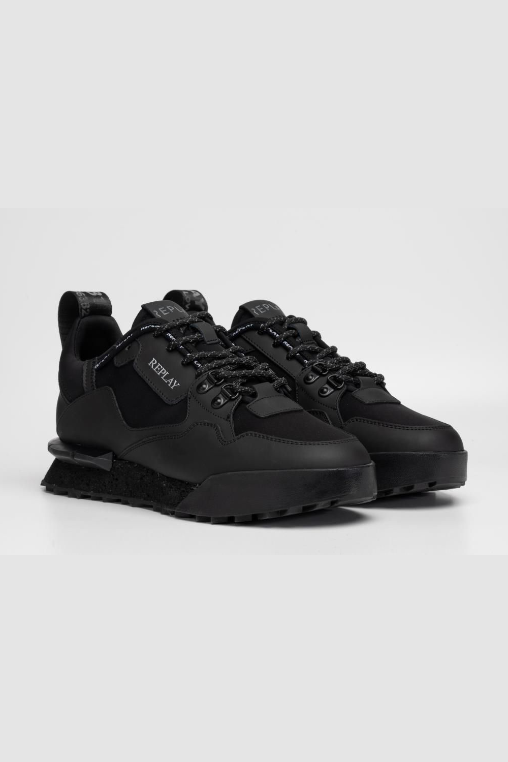 Replay Field Badges SA Sneaker: Durable Black Winter Footwear with Authentic South African Detail