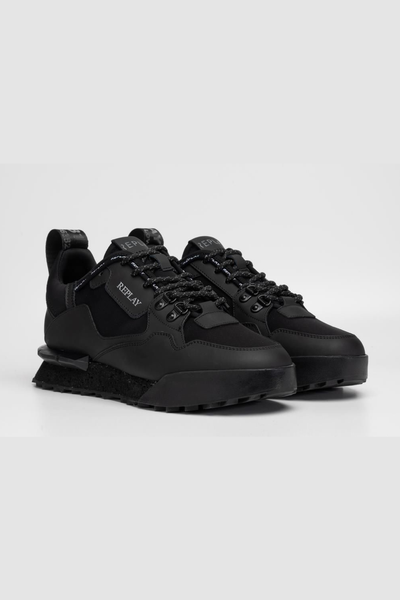 Replay Field Badges SA Sneaker: Durable Black Winter Footwear with Authentic South African Detail