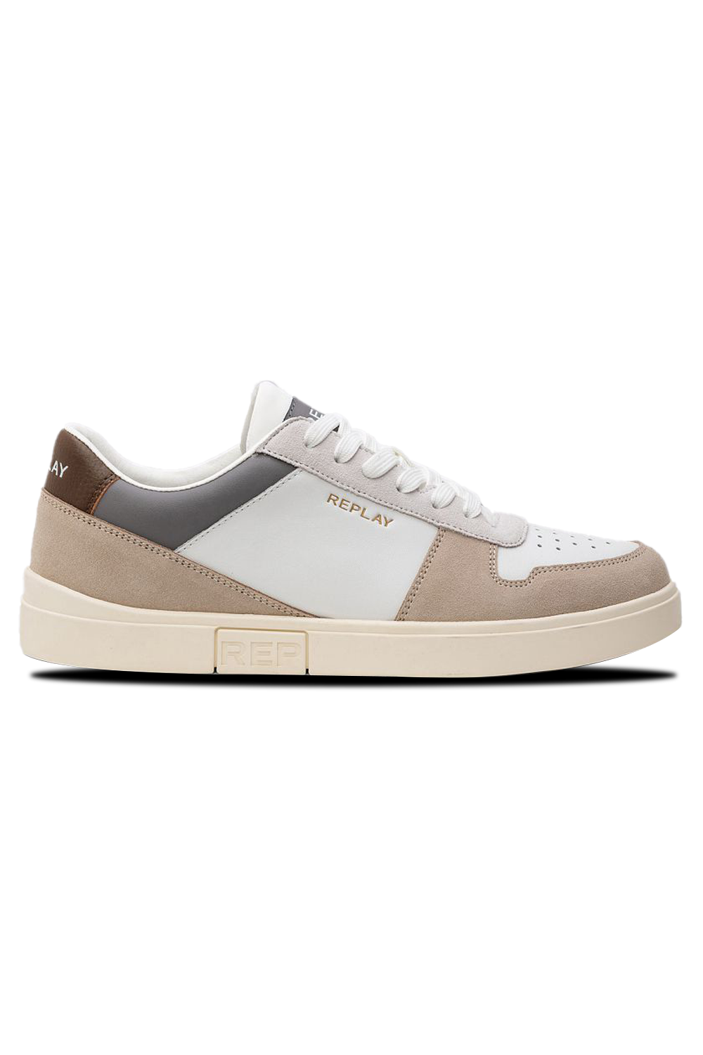 Replay Polys Court 3 Sneaker: Stylish Low-Cut Multi-Color White Beige Design