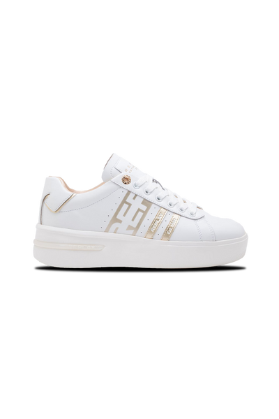 Replay University Women's White Stripe Sneaker: Low-Cut, Lace-Up, Sporty Style