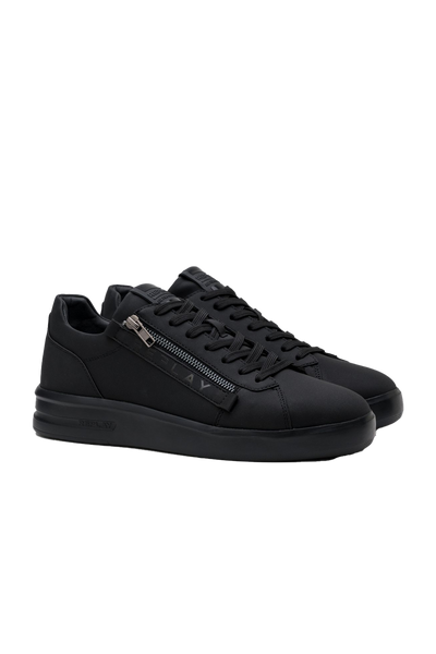 Replay University Zip Sneaker: Low-Cut Black Design with Side Zipper Closure