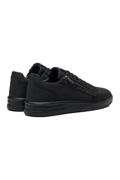 Replay University Zip Sneaker: Low-Cut Black Design with Side Zipper Closure