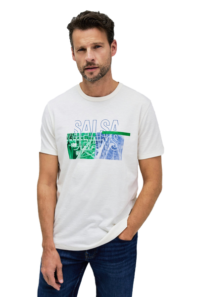 Comfortable Cotton Crew Neck T-Shirt with Unique Front Graphic Design