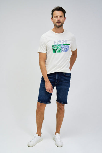 Comfortable Cotton Crew Neck T-Shirt with Unique Front Graphic Design