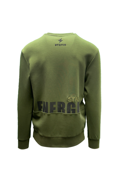 Vicchio Olive Crewneck Sweatshirt: Ultimate Style, Comfort, Rubberized Branding, Embroidered Detail