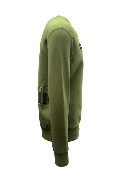 Vicchio Olive Crewneck Sweatshirt: Ultimate Style, Comfort, Rubberized Branding, Embroidered Detail