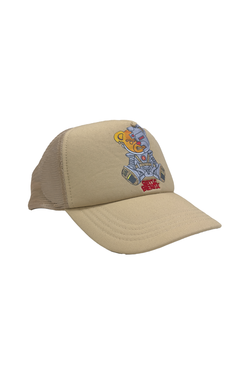 Ursa Cap: Brown Robotic Teddy Bear Mesh Back Adjustable Baseball Hat