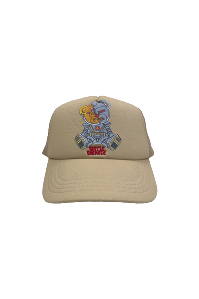 Ursa Cap: Brown Robotic Teddy Bear Mesh Back Adjustable Baseball Hat