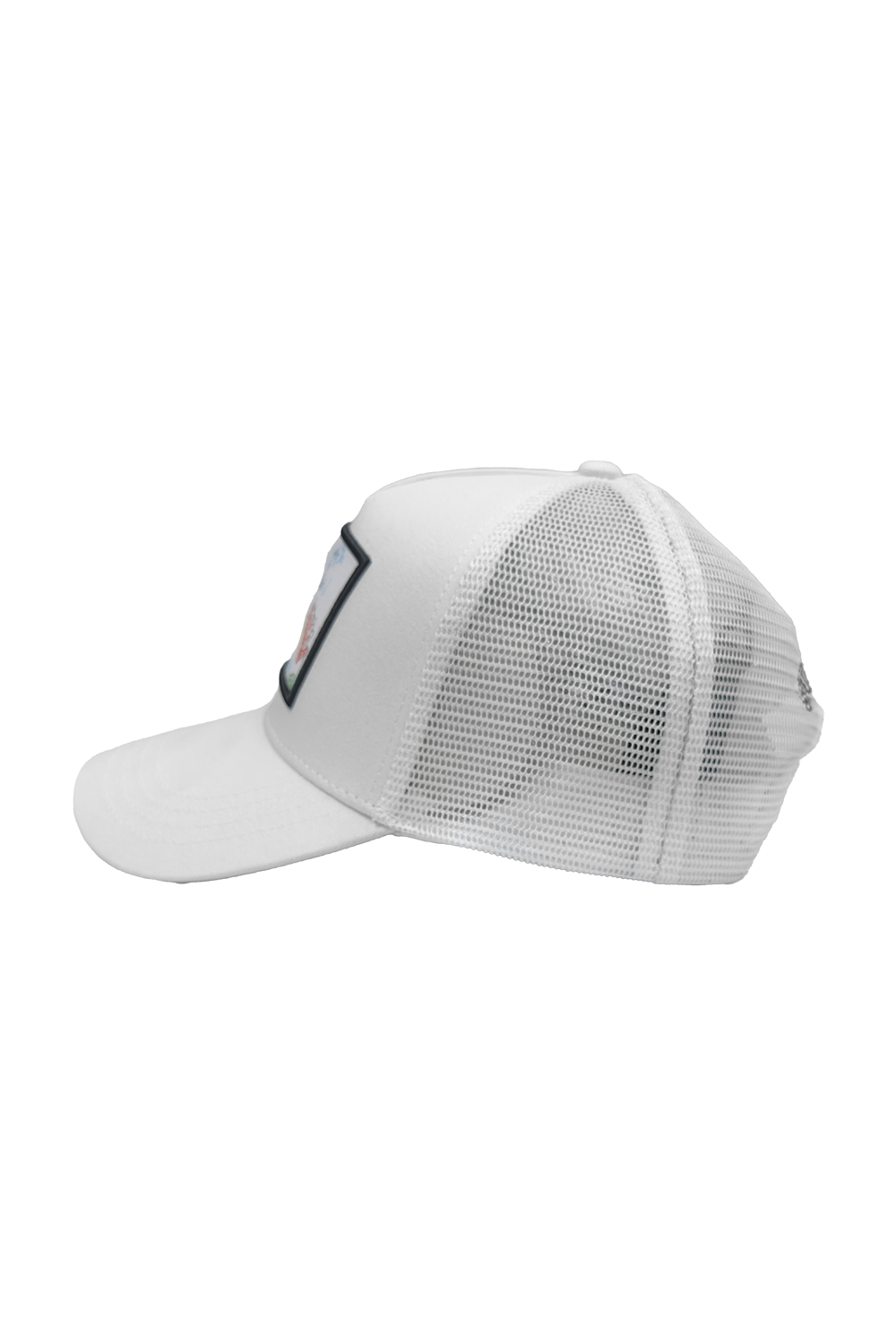 Static Energie Sierra Cap: White Polyester Cotton Blend, Embroidered Front, Mesh Back