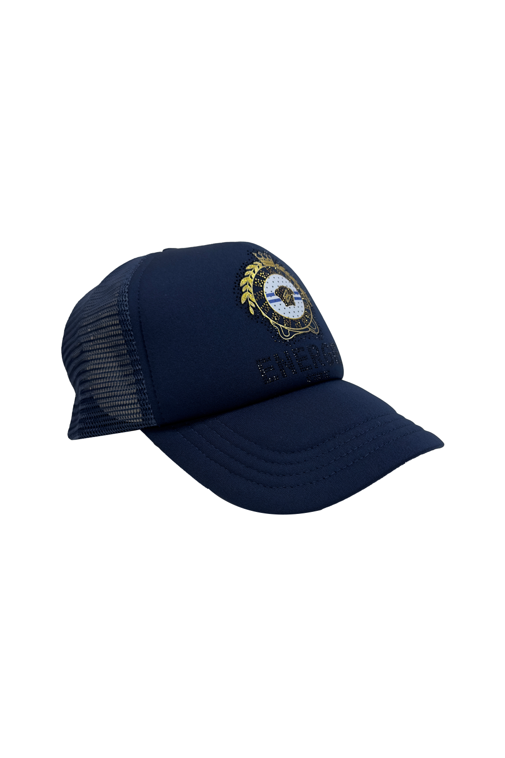 Static Energie Do Classe Cap: Stylish Navy Polyester with Beaded Embellishments