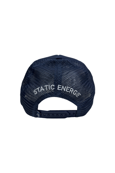 Static Energie Do Classe Cap: Stylish Navy Polyester with Beaded Embellishments
