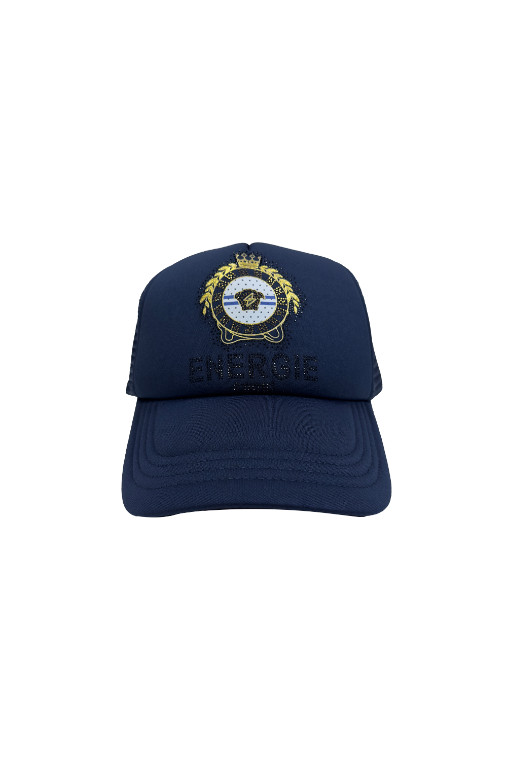 Static Energie Do Classe Cap: Stylish Navy Polyester with Beaded Embellishments