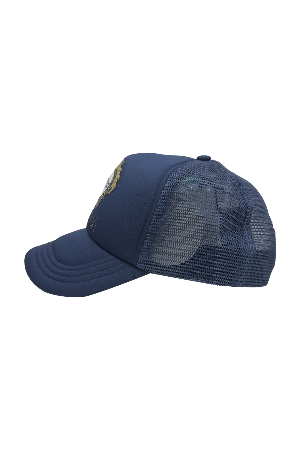 Static Energie Do Classe Cap: Stylish Navy Polyester with Beaded Embellishments