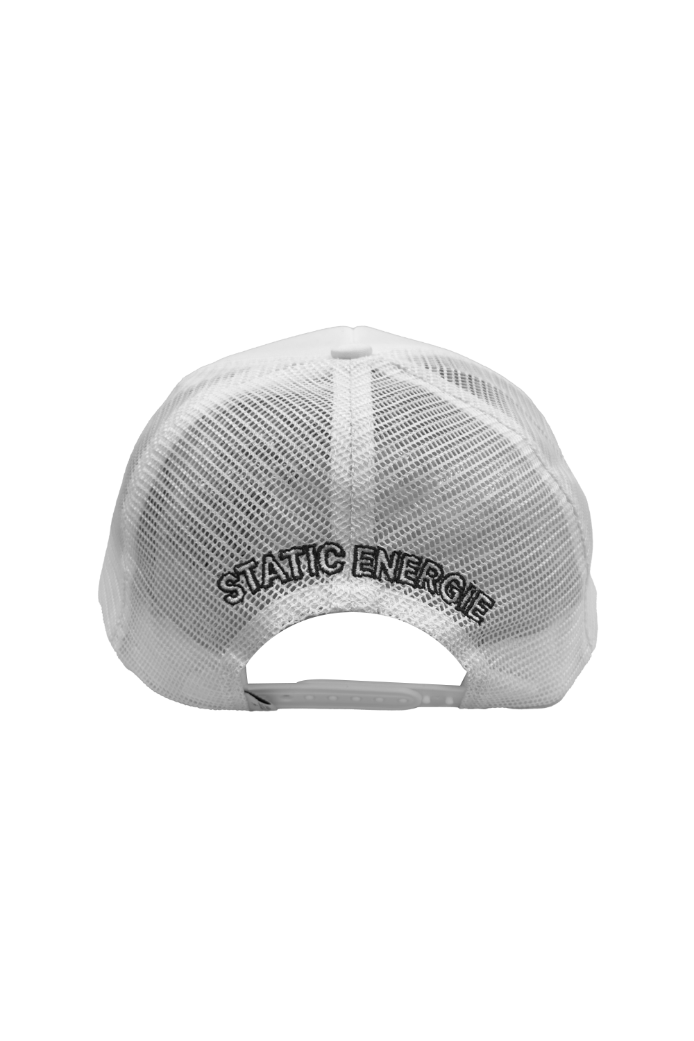 Static Energie Paches Cap: White Polyester Puff Texture Mesh Back
