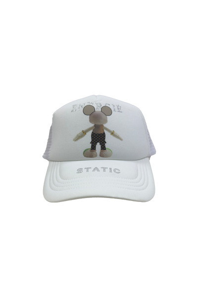 Static Energie Paches Cap: White Polyester Puff Texture Mesh Back