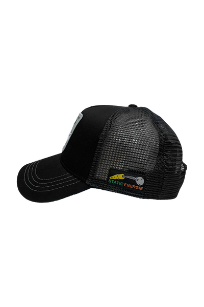 Bugsy Cap: Stylish Black Polyester-Cotton Blend with Mesh Back and Bugs Bunny