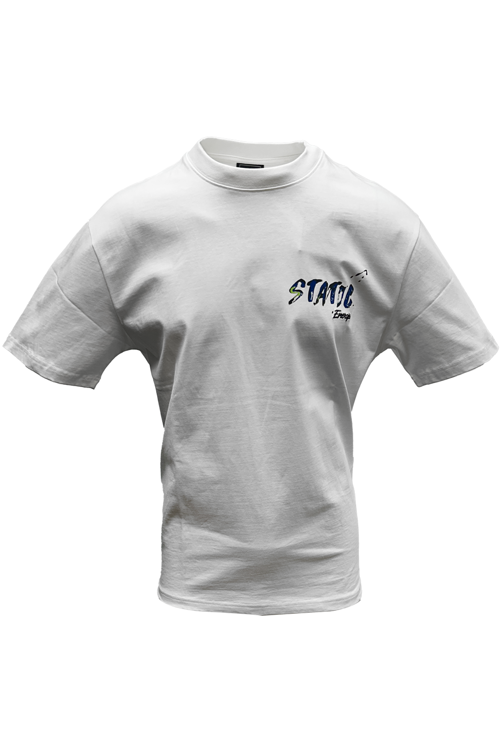 Static Energie Weissen Relaxed Fit T-Shirt: Comfortable, Breathable 100% Cotton with Bold Graphics