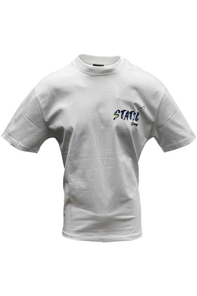 Static Energie Weissen Relaxed Fit T-Shirt: Comfortable, Breathable 100% Cotton with Bold Graphics