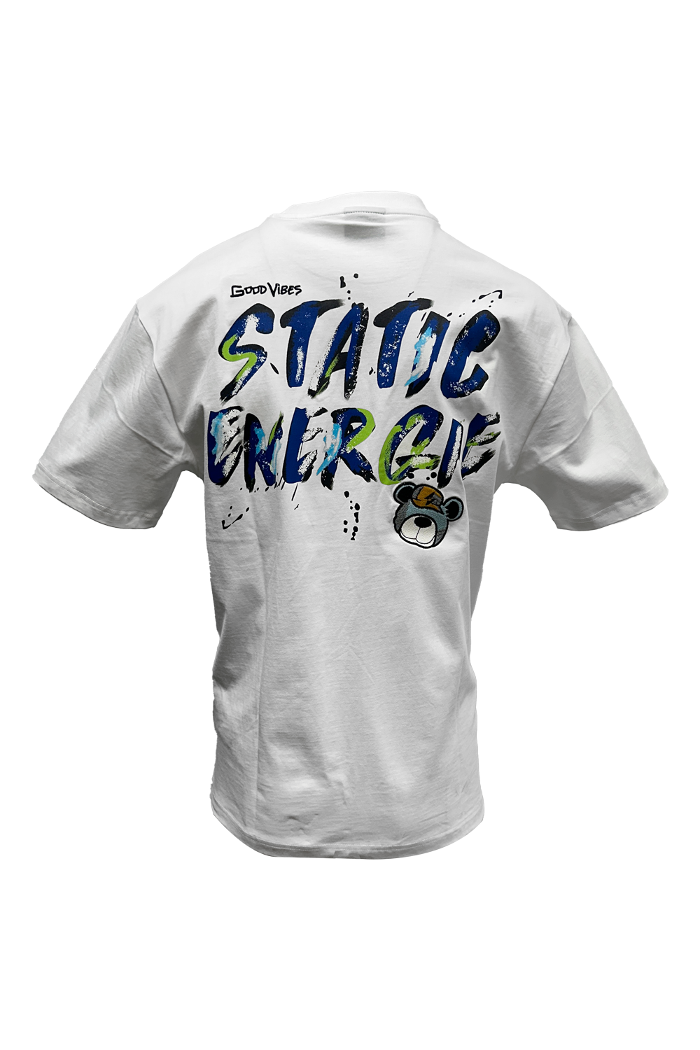 Static Energie Weissen Relaxed Fit T-Shirt: Comfortable, Breathable 100% Cotton with Bold Graphics
