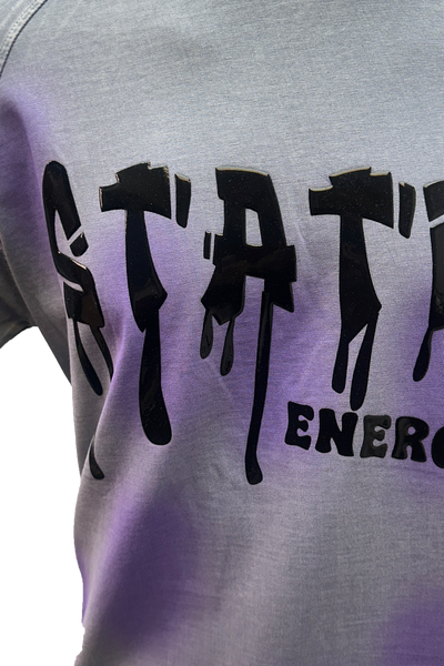 Static Energie Schwarz Relaxed Fit Cotton T-Shirt with Rubberized Detail & Tinted Splashes