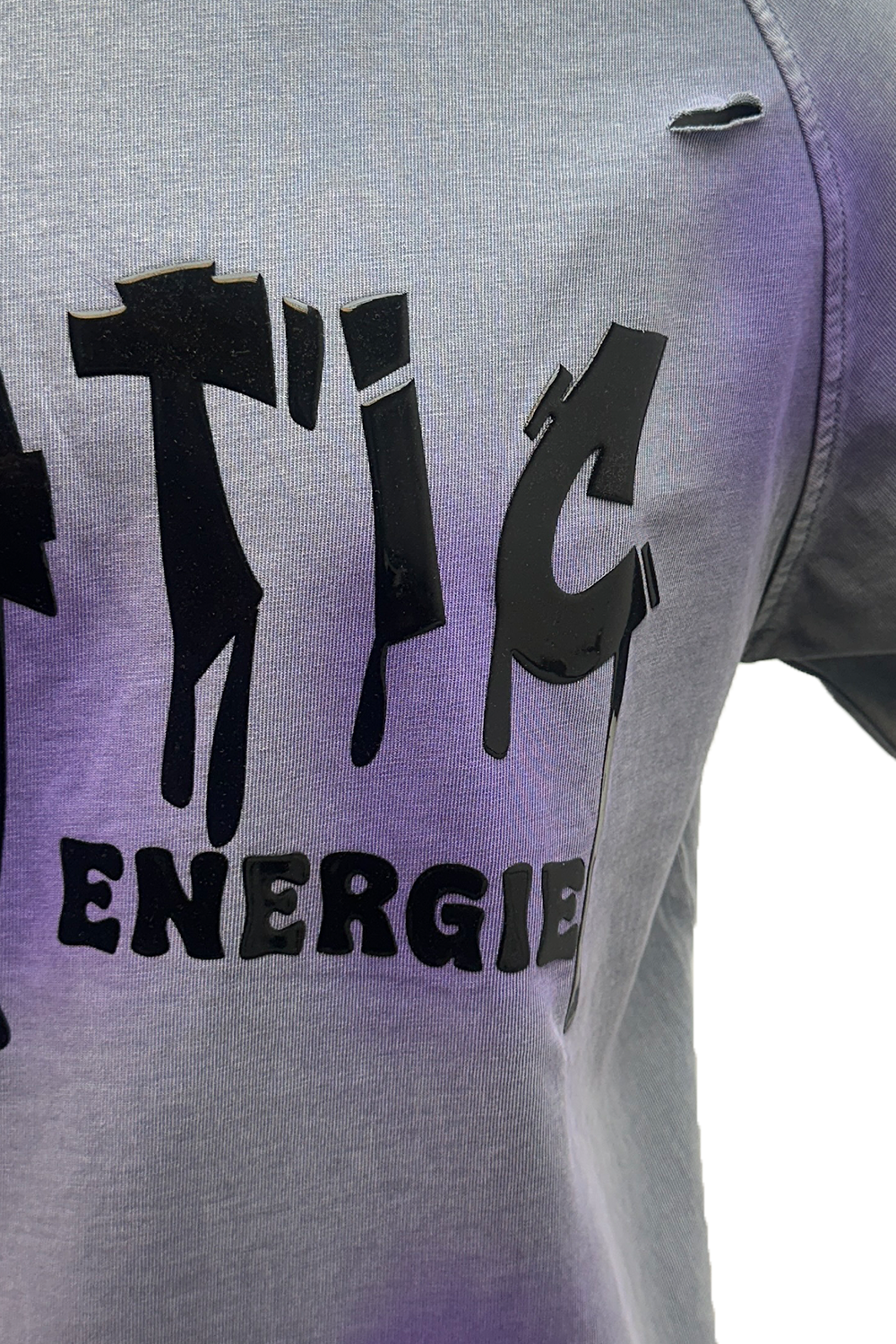 Static Energie Schwarz Relaxed Fit Cotton T-Shirt with Rubberized Detail & Tinted Splashes
