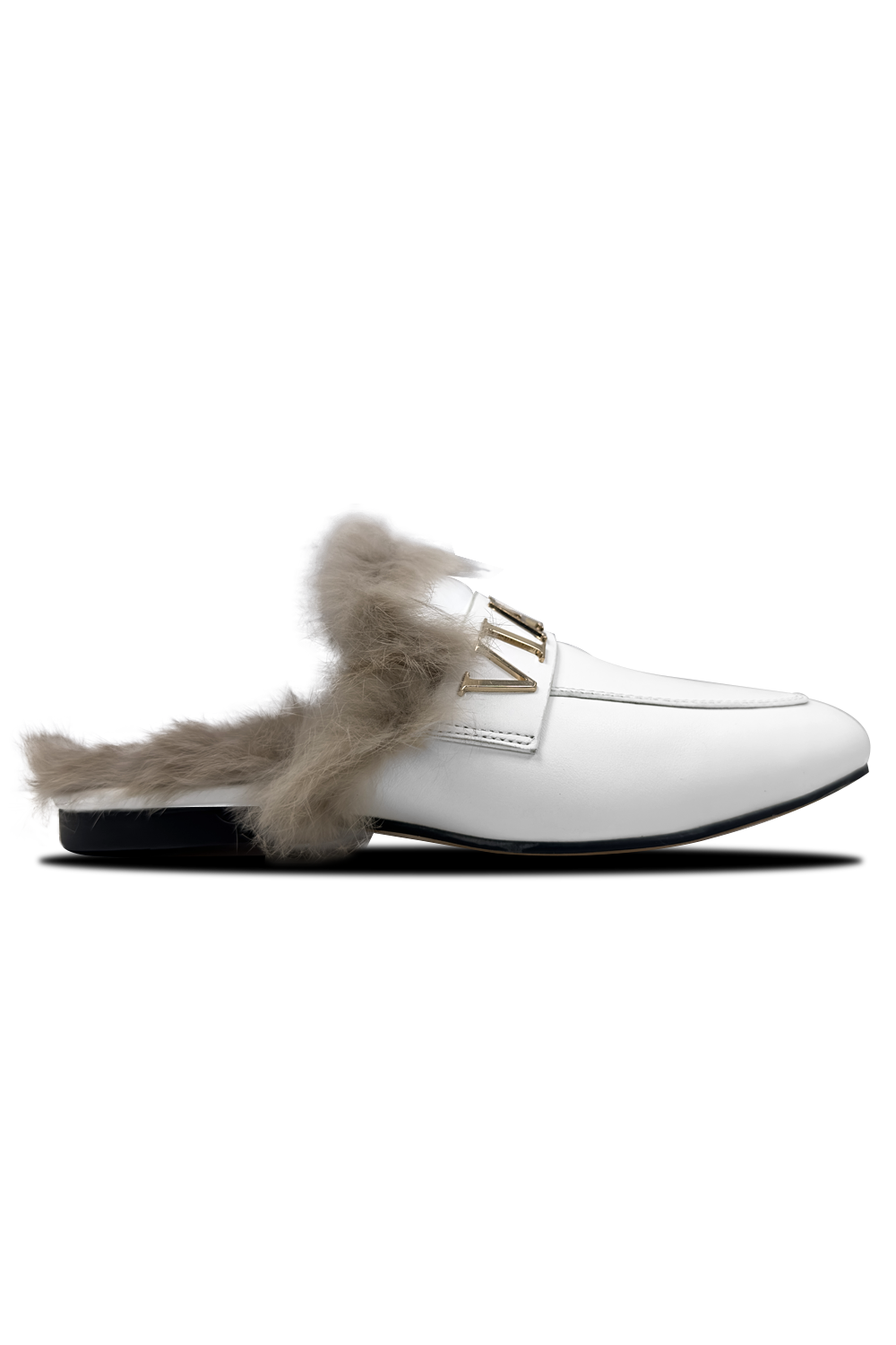 Vialli Alediolo White Slip-On Shoes with Luxurious Fur Lining