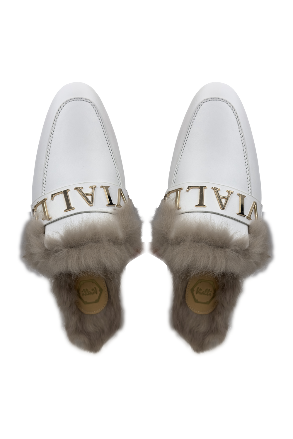 Vialli Alediolo White Slip-On Shoes with Luxurious Fur Lining