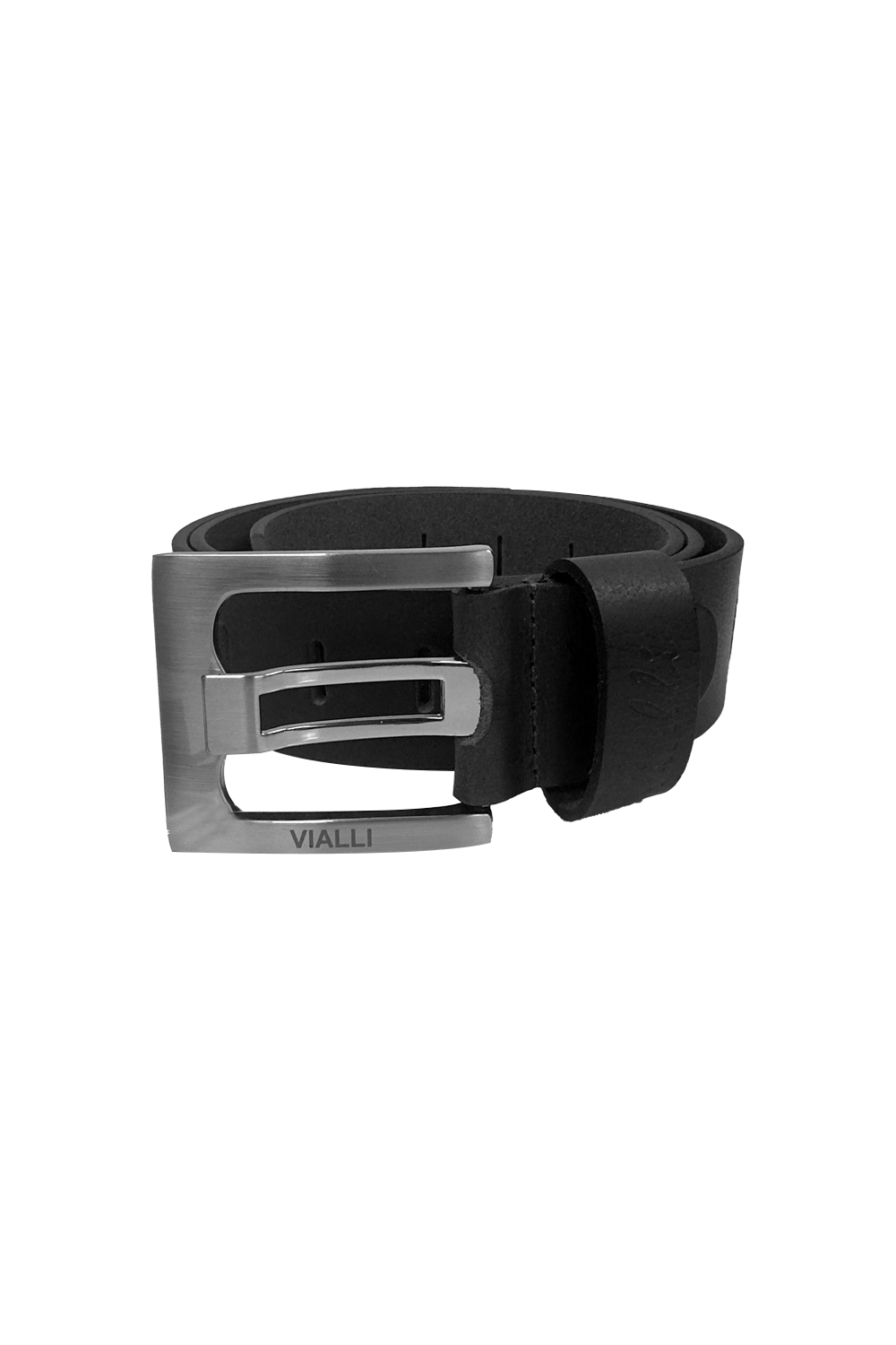 Vialli Pantaloni Belt: Stylish Black Leather, Durable, Versatile Everyday Accessory