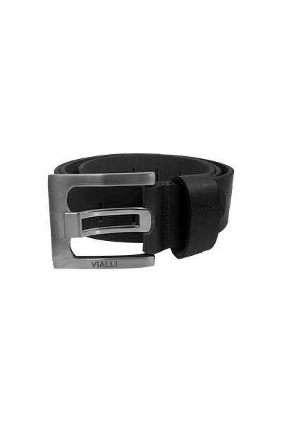 Vialli Pantaloni Belt: Stylish Black Leather, Durable, Versatile Everyday Accessory