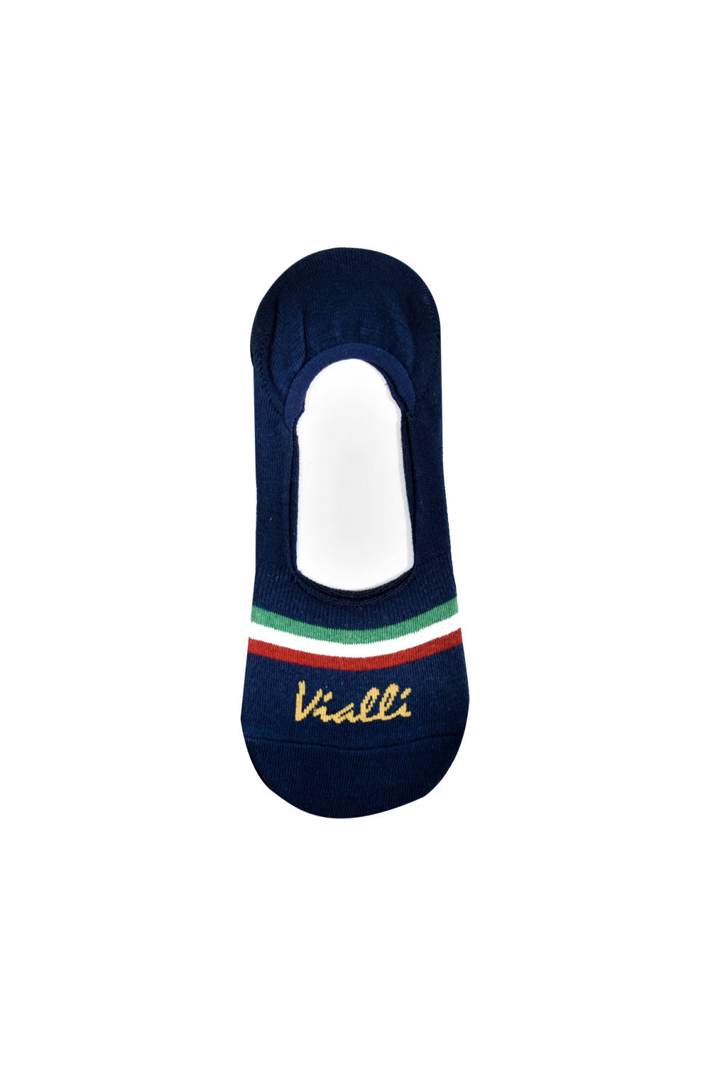 Vialli Navy Italian Stripe Secret Socks: Breathable Cotton Blend, Secure Grip