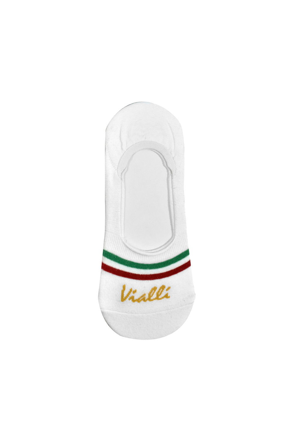 Vialli White Italian Stripe Secret Socks: Breathable Cotton Spandex, Non-Slip Grip