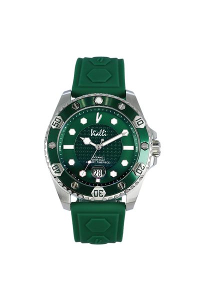 Vialli Elba Oceanic SI Wristwatch: Durable, Stylish, Green Silicone Strap Timepiece