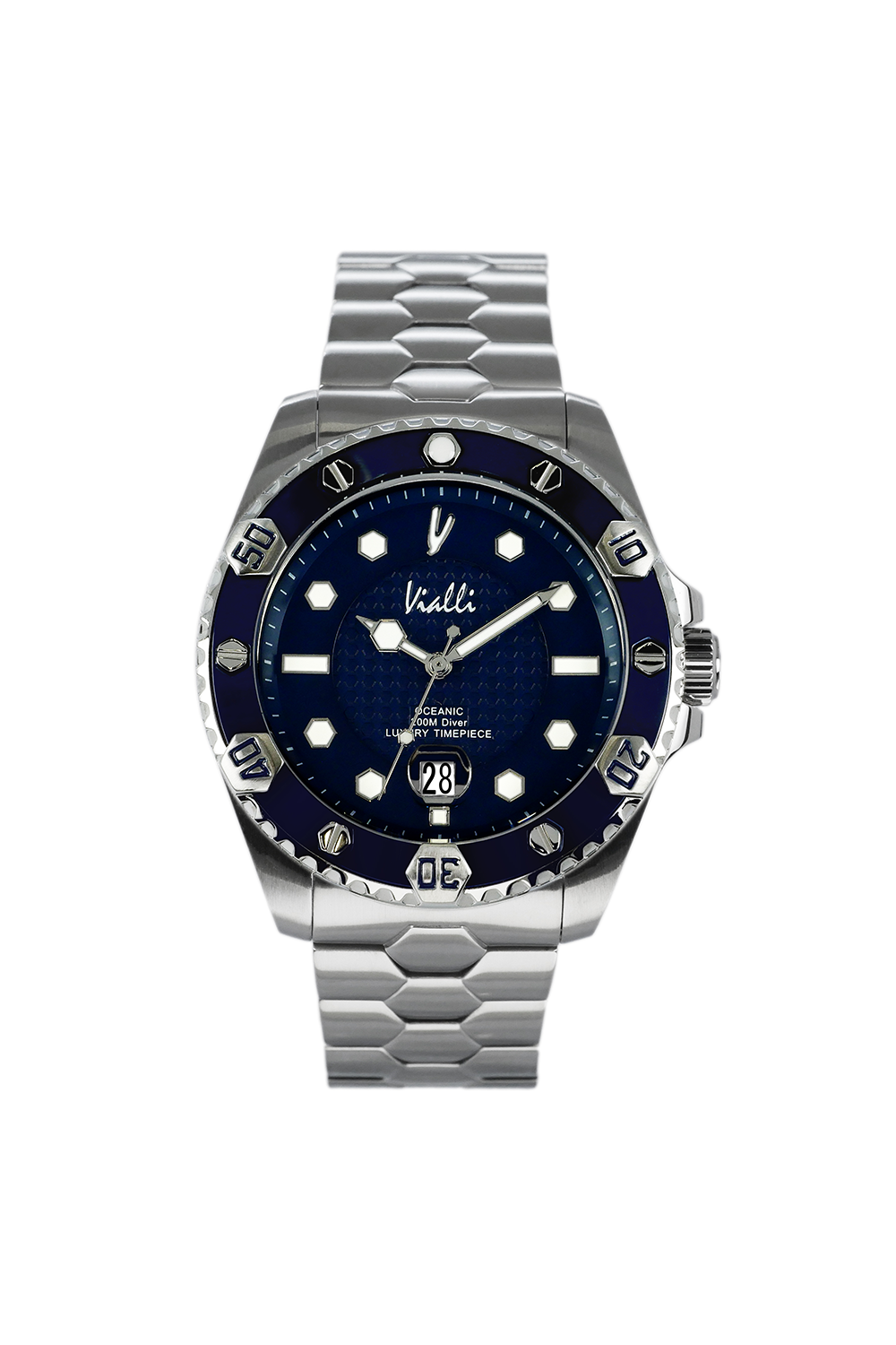 Vialli Elba Oceanic Stainless Steel Wristwatch with Blue Dial