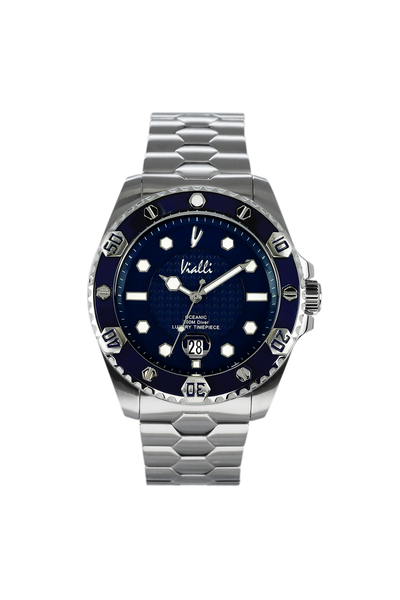 Vialli Elba Oceanic Stainless Steel Wristwatch with Blue Dial