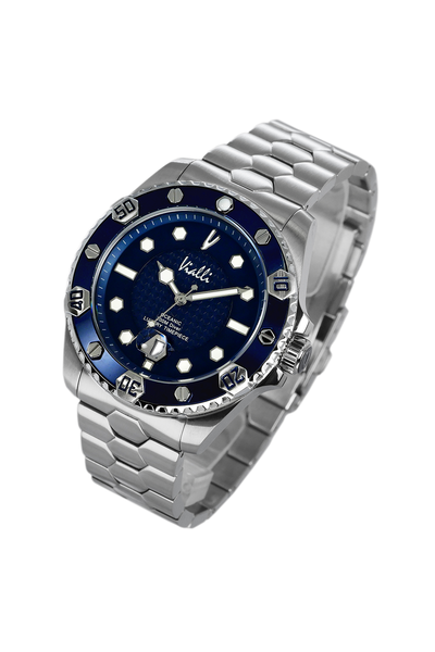 Vialli Elba Oceanic Stainless Steel Wristwatch with Blue Dial