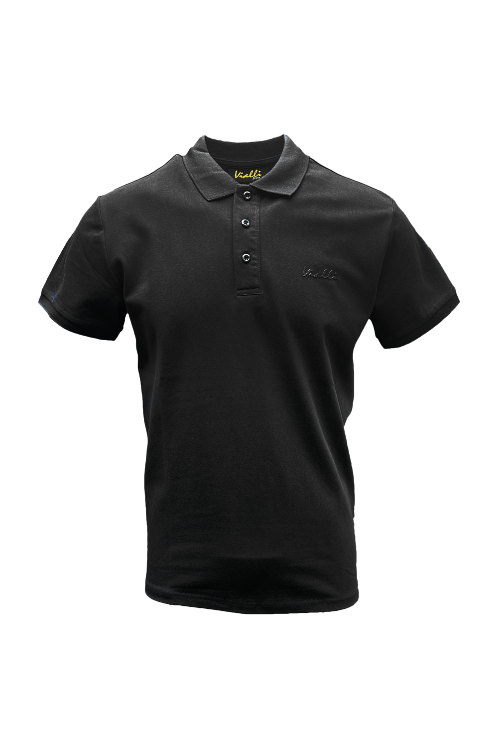 Vialli Dollar Golfer: Stylish Black Short Sleeve Cotton Spandex Performance Shirt