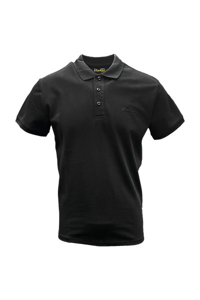 Vialli Dollar Golfer: Stylish Black Short Sleeve Cotton Spandex Performance Shirt