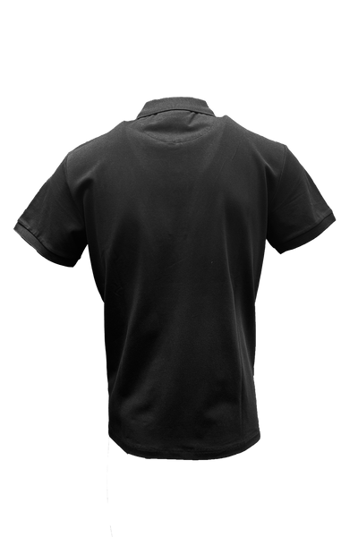 Vialli Dollar Golfer: Stylish Black Short Sleeve Cotton Spandex Performance Shirt