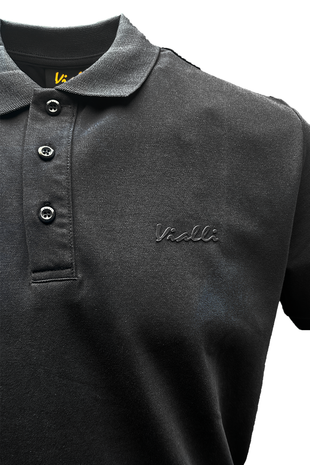 Vialli Dollar Golfer: Stylish Black Short Sleeve Cotton Spandex Performance Shirt
